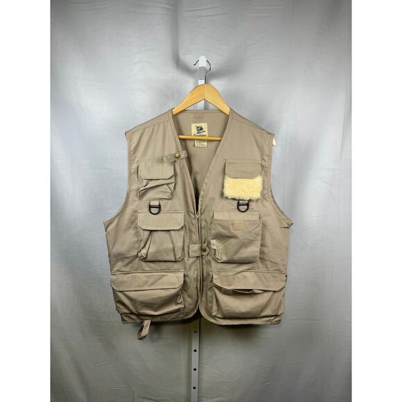 Vintage Sportfisher Fly Fishing Vest Men's Size Large/ XL Tan - Picture 1 of 7